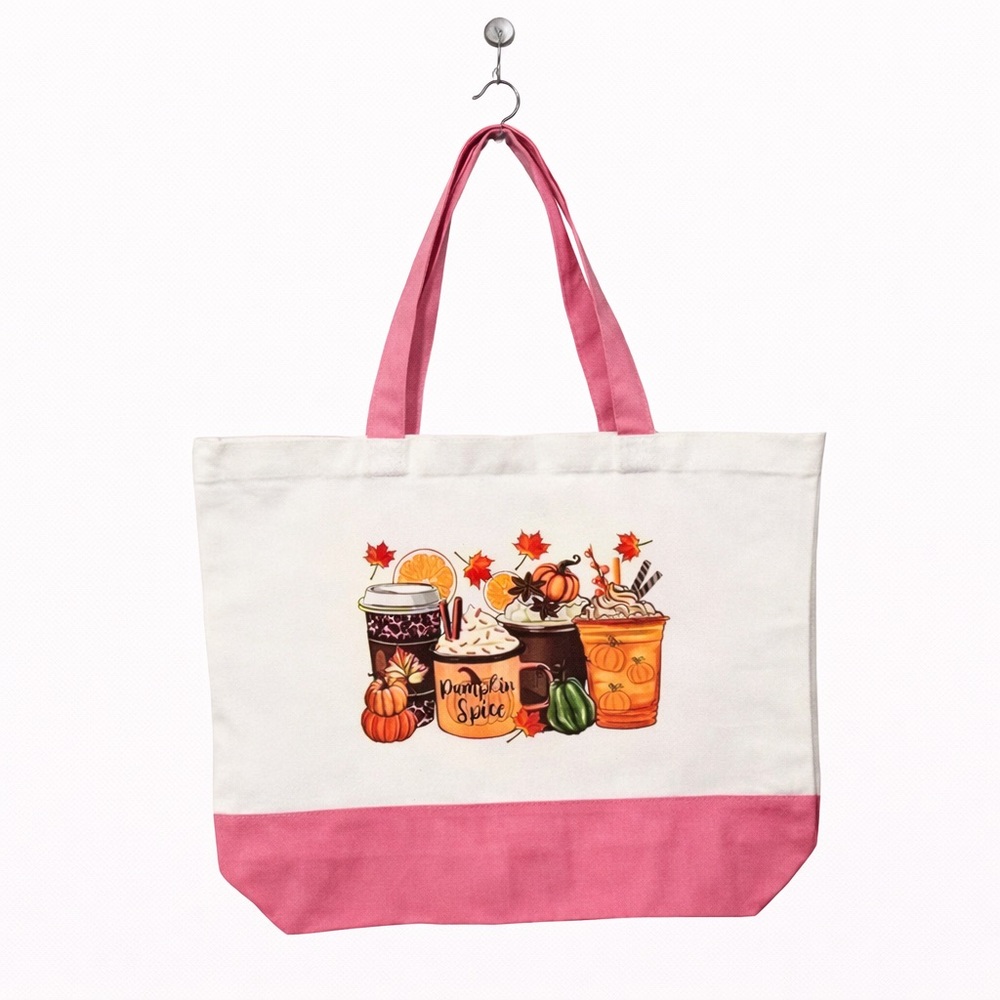 “Pumpkin Spice/Coffee” / Fall Canvas Tote Bag - Fall/Autumn Design